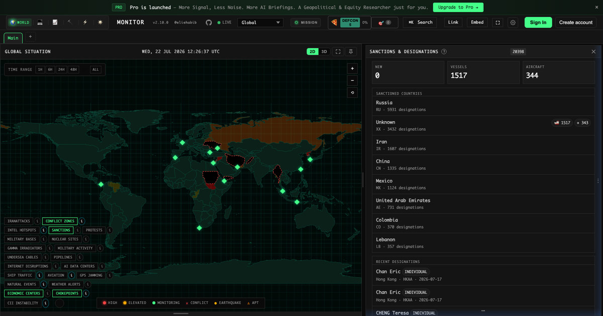 Sanctions Monitoring: Designations and Country Pressure in Real Time