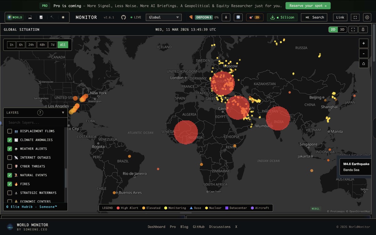 Real-Time Natural Disaster Monitoring with World Monitor