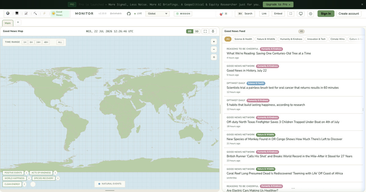 The Good News Dashboard: Positive News with an Intelligence Engine